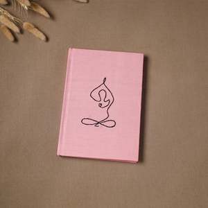 Diario de Papel Hecho a Mano con Cubierta de Tela Bordada a Mano con Diseño de Yoga Rosa (9 x 6 Pulgadas), Cuaderno de Escritura Espiritual Artesanal - Product Image 1