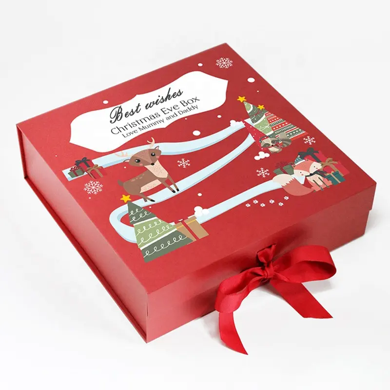 Cajas rectangulares de papel para dulces de Navidad, colgantes plegables para árboles, decoración, falda, vela, caja de embalaje