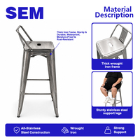 SEM Großhandel Eisen-Barhocker mit Erhöhten Rückenlehnen Industriestil Barstühle Metall-Hochstühle Hochstuhl