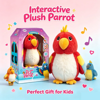 Jouet interactif en peluche perroquet parlant avec bracelet, répète la voix et les sons d'appels d'oiseaux, cadeau pour enfants