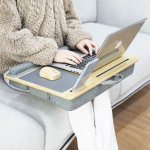 โต๊ะวางโน้ตบุ๊กแบบพับได้ Samexi Bamboo Lap Desk สีเทาเข้ม ปรับระดับได้ พกพาสะดวก พร้อมระบบระบายความร้อน สำหรับใช้บนเตียง รถยนต์ และที่บ้าน - Product Image 3