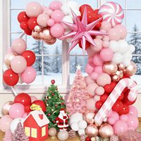 Guirnalda de Globos de Látex Navideños en Forma de Arco, Serie Rojo, Verde, Blanco, Plateado y Rosa, Globos de Papel de Aluminio con Forma de Bastón de Caramelo, Decoración para Fiestas Navideñas