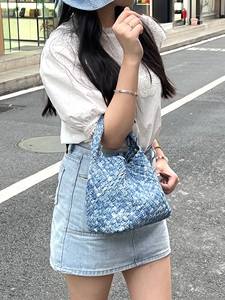 Sites d'achat en ligne les moins chers <span class=keywords><strong>Sac</strong></span> à bandoulière long à poignée unique en tissu denim exquis avec poche intérieure <span class=keywords><strong>Sac</strong></span> à <span class=keywords><strong>main</strong></span> tissé <span class=keywords><strong>pour</strong></span> femme - Product Image 3
