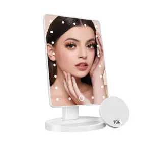 Make-up Großhandel abnehmbare 10x Vergrößerung spiegel beleuchtet Touch Sensor Schreibtisch Tisch Make-up Kosmetik spiegel mit LED-Licht