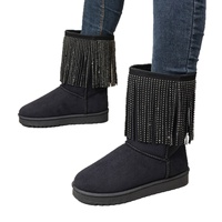 Bottes d'hiver pour femmes de grande taille, de haute qualité, neuves, à bout rond, avec pompon, mi-mollet, plates, chaudes, doublées de coton et fourrées