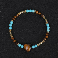Bracelets en perles rondes de pierres naturelles (4 mm) : pierre de soleil, lapis-lazuli, améthyste, grenat, quartz rose, hématite en forme de cœur pour femme - Vente en gros