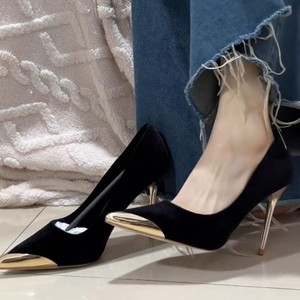 Spring and Summer New Women's Shoes Summer Versatile Fashion High Heels Non-slip Shoes <b>Pointed</b> Toe Lady Shoes Slip-on Outerwear - Product Image 3