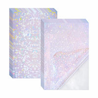 Film de superposition de papier autocollant holographique en verre Feuilles de stratifié holographique A4 en vinyle transparent pour photos
