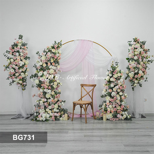 DKB Best Selling Handmade Silk Plastic Rose Horn Floral Art Stand Wedding Party Banquet Background Decoration Artificial - Product Image 3