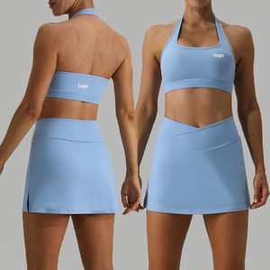 快干健身健身房瑜伽服跑步运动文胸短瑜伽套装活动网球服 - Product Image 1