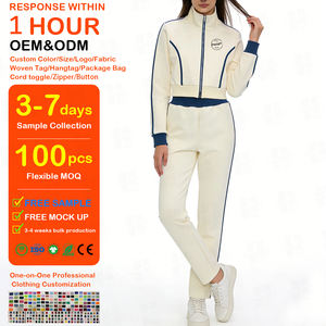 ชุดเซ็ทลำลองผ้าฝ้าย OEM สองชิ้น สำหรับฤดูใบไม้ผลิ  ปักลายแฟชั่นสไตล์สปอร์ต ทรงเข้ารูป  เสื้อแจ็คเก็ตคอเต่าแบบมีซิป  ชุดวอร์มผ้าเจอร์ซีย์สั่งทำพิเศษ - Product Image 1