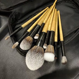 9pcs Synthetic Hair Makeup Brush Set Wood Handle <b>Bag</b> Round Angular <b>Blush</b> Flat Face Powder Eyeshadow Cosmetic Brushes Custom Kit - Product Image 3