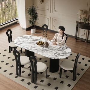 Chaise de salle à manger en bois massif de style vintage avec design porte-clés et siège rembourré pour la salle à manger et l'usage domestique - Product Image 4