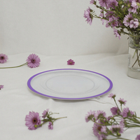 Table de dîner de mariage moderne européen Chargeur d'assiettes à fruits Cercle violet en cristal transparent pour plats de service Assiettes