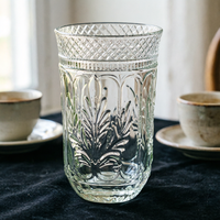 Verre à boisson haut de gamme avec motif Artemisia Argyi en relief, couleurs bleu, vert, ambre, rose, violet