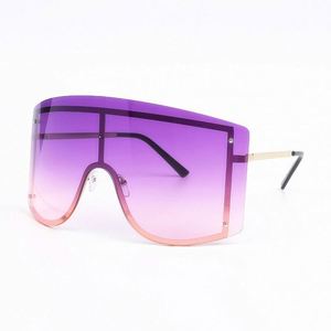 2020 Newest Arrivals UV400 Colorful Oversized Frame Rimless One Piece Lens <b>Sunglasses</b> for Women. - Product Image 4