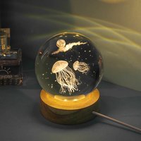Nouveauté boule de cristal motif 3D gravure à l'intérieur boule de verre petits ornements décoration de la maison cristal artisanat LED veilleuse