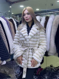 Cappotto Invernale Bestseller di Media Lunghezza con Collo in Finta <span class=keywords><strong>Pelliccia</strong></span> di Visone, Eco-compatibile con Pezzo Unico di <span class=keywords><strong>Pelliccia</strong></span> - Product Image 3