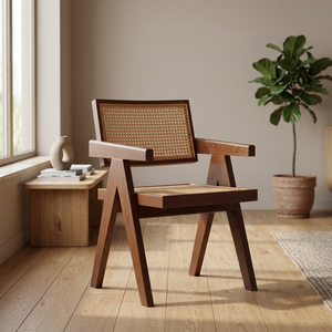 Modern Wooden Armchair Solid Back Handmade Midcentury Design Living Room Chair Leisure Furniture Hard <b>Floor</b> Use - Product Image 3