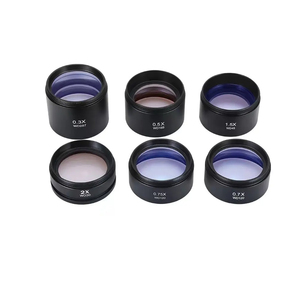 0.5x WD165 Microscopio trinocular Lente objetivo auxiliar Vidrio 0.3X 0.7X 0.75X 1X 1.5X 2X Lupa óptica Barlow Len Máscara para los ojos - Product Image 1