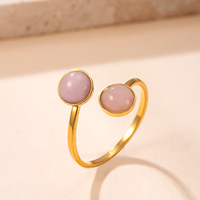 Lot de bagues en acier inoxydable imperméable et inaltérable avec pierres naturelles, collection classique de bijoux en pierres précieuses pour occasions festives – Nouveauté en gros