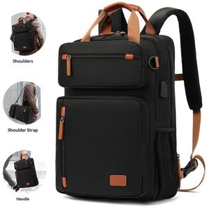 Sac à dos multifonctionnel unisexe grande capacité en jean imperméable pour voyage d'affaires, sac décontracté rétro pour ordinateur portable, personnalisable en polyester - Product Image 1