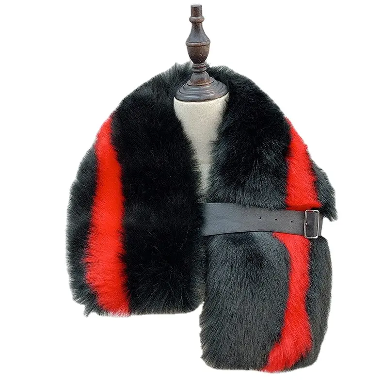 2022 new faux fox fur scarf shawls warm scarf fur collar winter women faux fur shawl