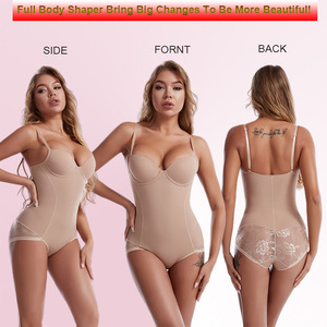 Body modellante da donna con reggiseno integrato, supporto a ferretto, vita a cappuccio, senza cuciture, controllo pancia, in pizzo, effetto push-up glutei - Product Image 2