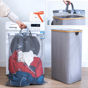 <b>Collapsible</b> Laundry Basket Oxford Cloth Rectangle Foldable Clothing Organizer For Bathroom <b>Storage</b> - Product Image 1