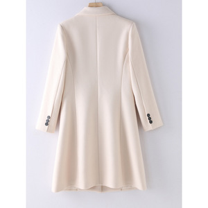 Women's Mid Length Wool Coat Gray Elegant Business Leisure Warm Winter Outerwear - Product Image 4