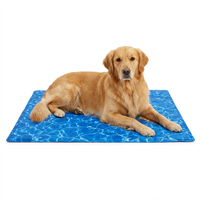 Tapis rafraîchissant pour animaux de compagnie Nine Stars Royal Blue Water Ripples Summer Self-Cooling Pet Gel Mat, imperméable et durable, rectangulaire, pour usage intérieur.