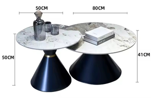 Mesa de Centro de Estilo Rock Plate para Sala de Estar, Mesa Redonda Simple para el Hogar, Combinación de Mesas de Centro Modernas de Lujo Ligero - Product Image 3