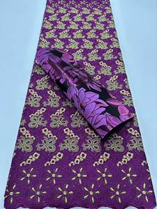 Nouvelle arrivée : <span class=keywords><strong>dentelle</strong></span> suisse brodée africaine <span class=keywords><strong>en</strong></span> voile, fabriquée <span class=keywords><strong>en</strong></span> Suisse, tissus 100% coton <span class=keywords><strong>et</strong></span> 2 pièces de foulard Sego pour la tête - Product Image 5