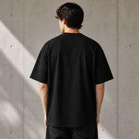 Kaos Pria Oversize Hitam Katun 220GSM Custom dengan Cetak Puff Tonal untuk Label Pribadi