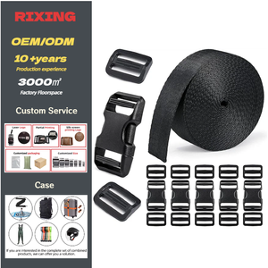 カスタムロゴ入りデュアル調整式ウェビングナイロンベルト、ブラックロッククイックサイドリリースバックル付き、バックパックストラップバッグ用プラスチックバックル - Product Image 1