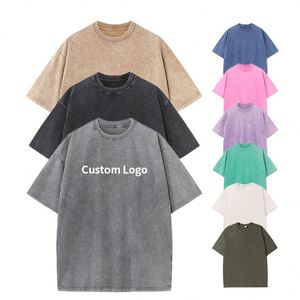 เสื้อยืดวินเทจทรงโอเวอร์ไซส์คุณภาพสูงแบบขายส่ง ผ้าฝ้าย 100% ซักกรด พิมพ์โลโก้ได้ตามต้องการ สำหรับผู้ชายและผู้หญิง ไซส์พลัส - Product Image 3