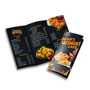 Kunden spezifischer Premium-Papier drucks ervice A4 A5 A6 Trifold Flyer Design Booklet Benutzer definierte Restaurant-Menüs