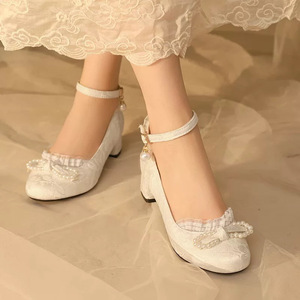 Nouvelle Collection Printemps 2026 – Chaussures Mary Jane à Talon Épais, Style Cheongsam Chinois, Ornées de Perles, pour Femme, Idéales avec Jupe Han ou Jupe Cheongsam - Product Image 3
