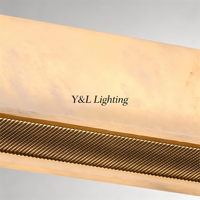 Lustre linéaire LED en albâtre naturel, laiton moderne, long, pour salle à manger, îlot de cuisine, bureau