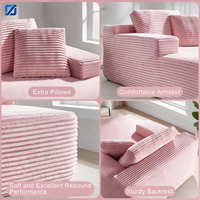 Vente en gros de coussins décoratifs modernes et écologiques pour canapé sectionnel modulaire convertible carré une place en velours côtelé rose doux personnalisé
