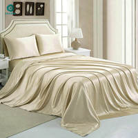 Parure de draps 4 pièces en soie de mûrier 100% pure, certifiée Oeko-TEX Grade A, tissée, 400 fils/cm², 25 Momme, literie en soie