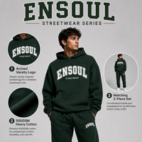 OEM ODM Survêtement Homme 450GSM en Coton Lourd 100% avec Sweat à Capuche Imprimé Oversize et Pantalon Jogger – Ensemble Streetwear Personnalisé Fabricant