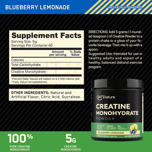 CHTNature integratori limonata ai mirtilli aromatizzato 200 maglia pura creatina monoidrato in polvere - Product Image 4