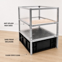 Armoire pour litière de chat entièrement fermée en aluminium avec étagère de rangement supérieure, toilette carrée extra large anti-éclaboussures et anti-sable
