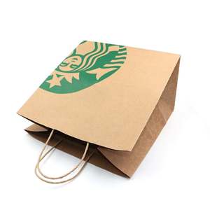 Sac en papier kraft avec poignée en corde, personnalisé avec un logo imprimé, pour la livraison de café et les plats à emporter - Product Image 2