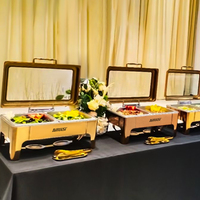 Équipement de Restaurant Plaqué Or et Or Rose, Réchauds de Buffet en Acier Inoxydable, Service Traiteur Professionnel, Ensemble Chafing Dish Hydraulique
