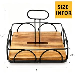 Wooden <b>Rotating</b> <b>Spice</b> <b>Rack</b> With Handle 360 Degree Turntable For Desktop Kitchen Storage Organization - Product Image 4