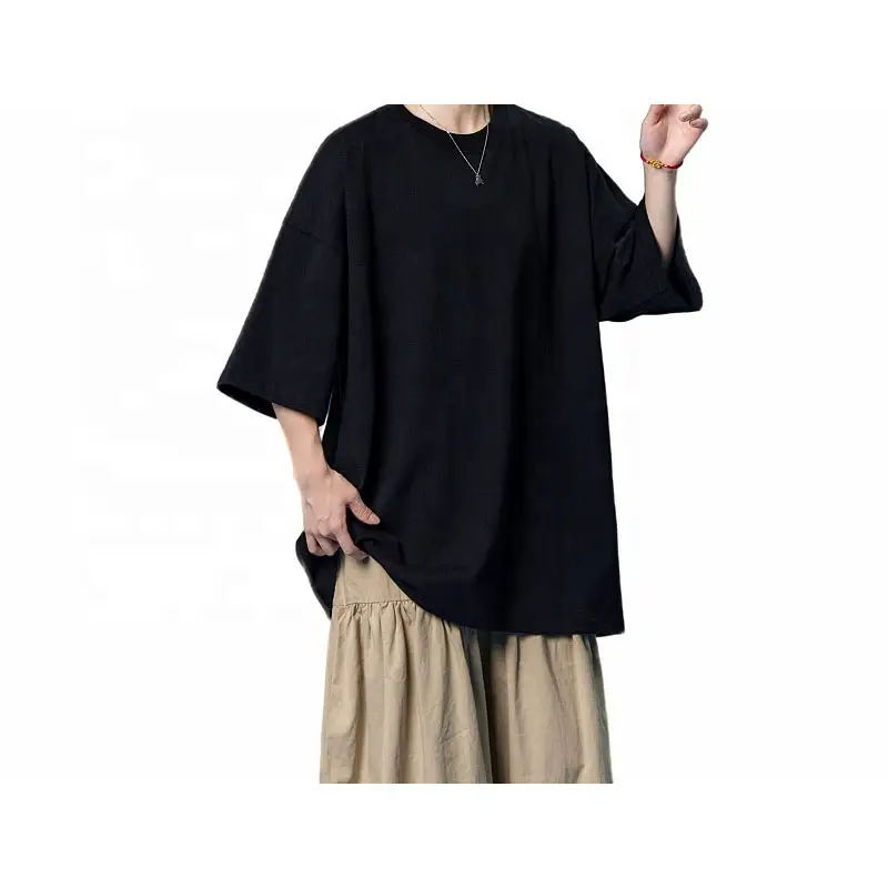 भारी वृहदाकार गिरा कंधे टी शर्ट आधा-बाजू ढीला कपास सड़क पहनने अमेरिकी हिप-हॉप ढीले कपड़े