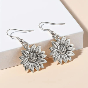 Elegant Sunflower Ear <b>Hook</b> <b>Earrings</b> For Women Floral Drop <b>Earrings</b> Fashion Daily Wear Jewelry Wholesale - Product Image 1