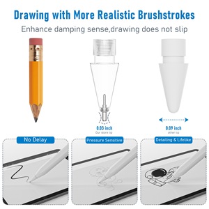 Pointes de crayon améliorées avec ressort intégré remplaçable, sensibles à la pression, anti-rayures, transparentes, blanches, coniques, en forme de balle pour - Product Image 4